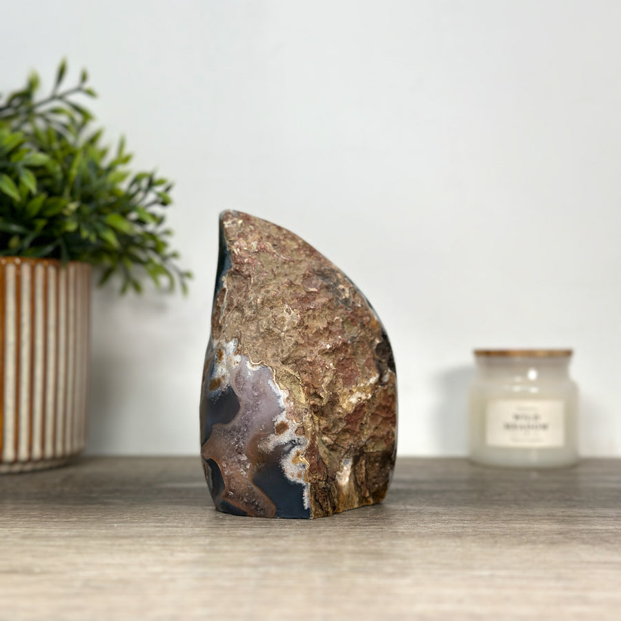 Blue Agate &amp; Amethyst Stone Flame - FST0157