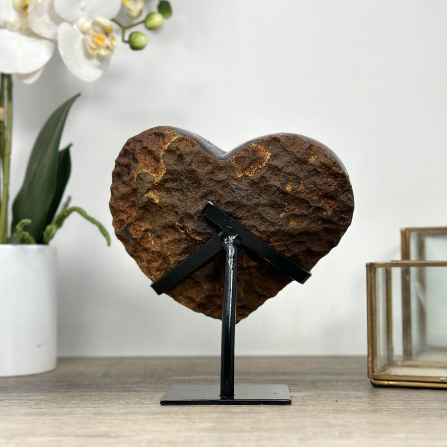 Large A grade Amethyst Stone Heart with metal Stand - HST0281