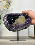 Amethyst Geode with Calcite Centerpiece on Stand for Collector Display - MWS2612
