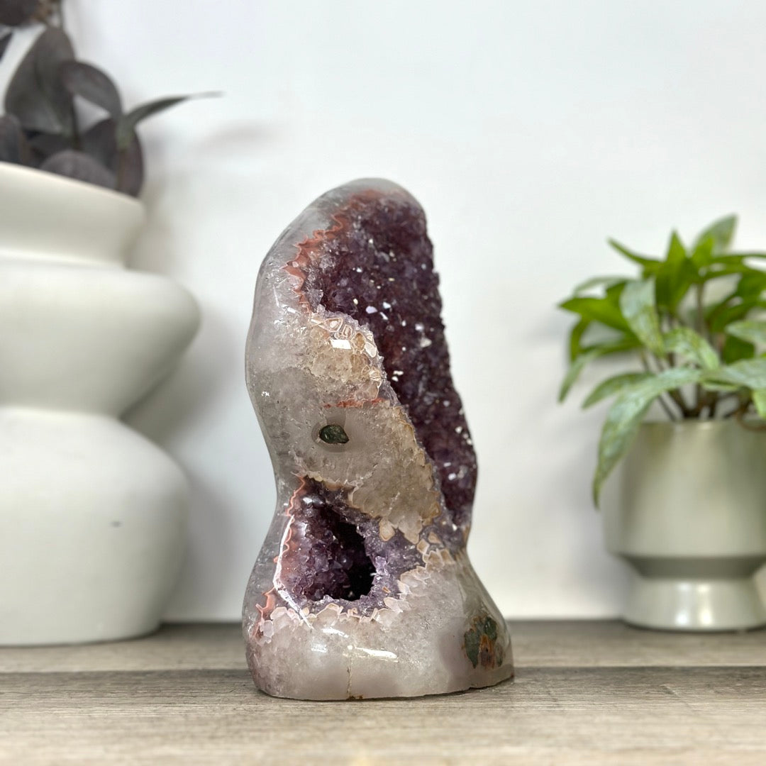 Unique Art Agate &amp; Quartz Geode for Home Decor - Urguayan Statement Piece - CBP1398