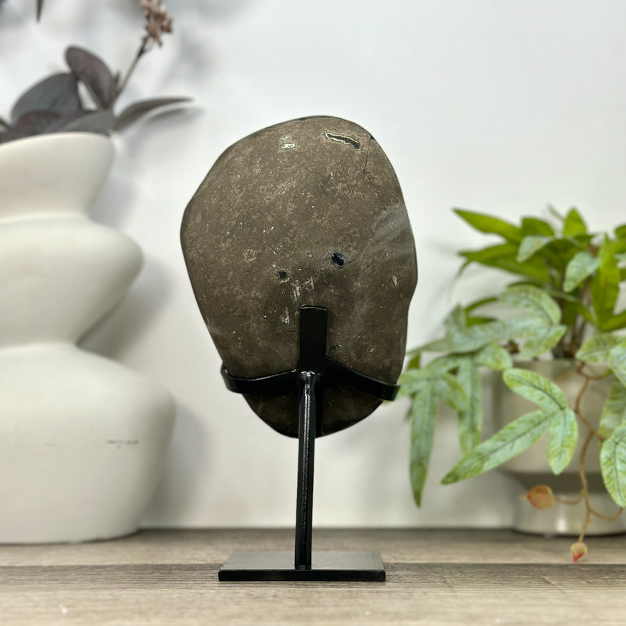 Green Sugar Quartz Cluster with Metal Stand - MWS3206