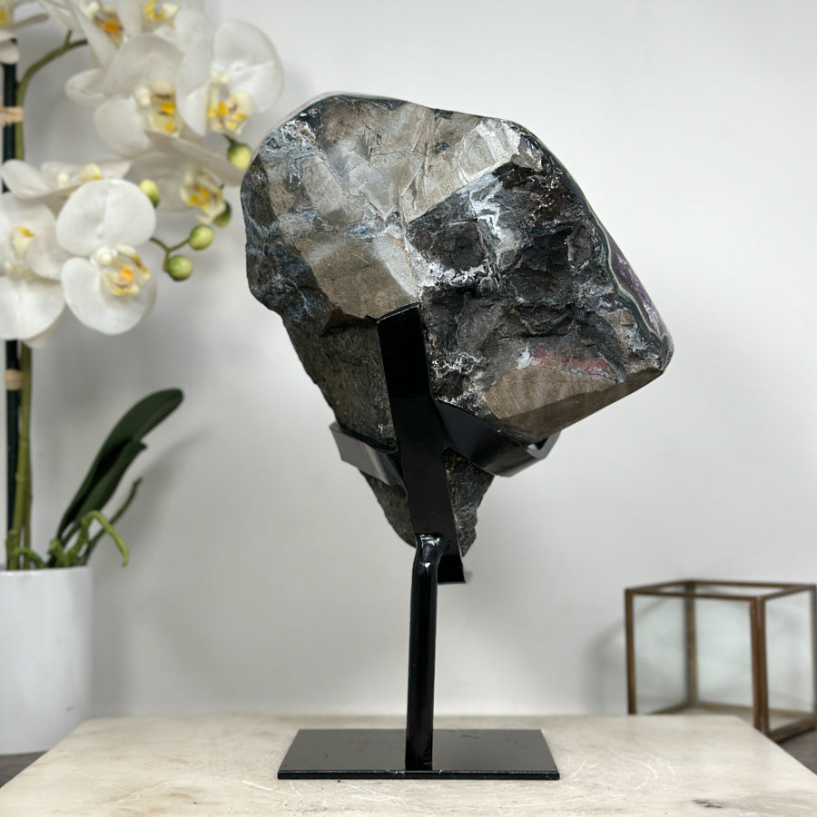 Stunning Large Natural Amethyst Crystal with Green Jasper Shell - MWS1849