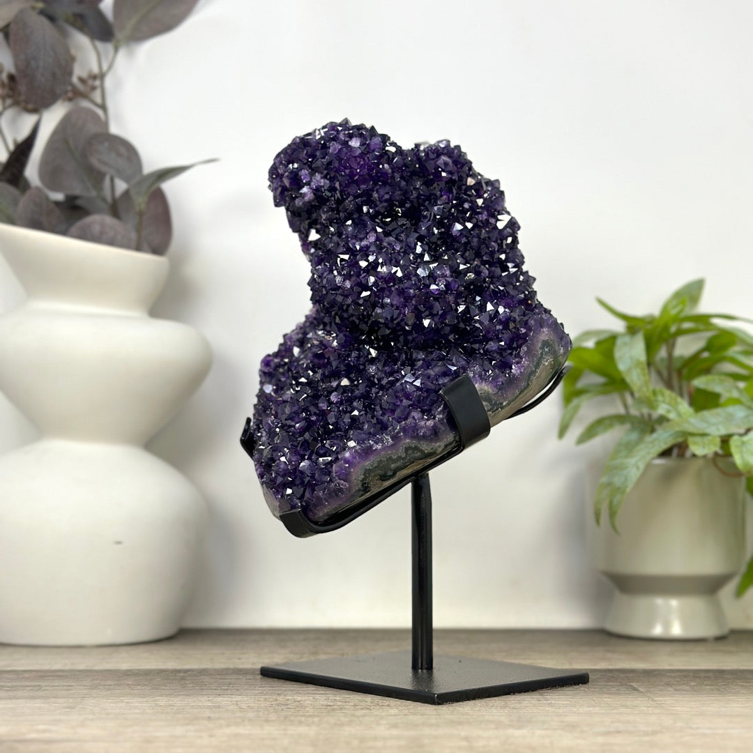 A Grade Natural Amethyst Crystal Specimen on Metal Stand - MWS3390