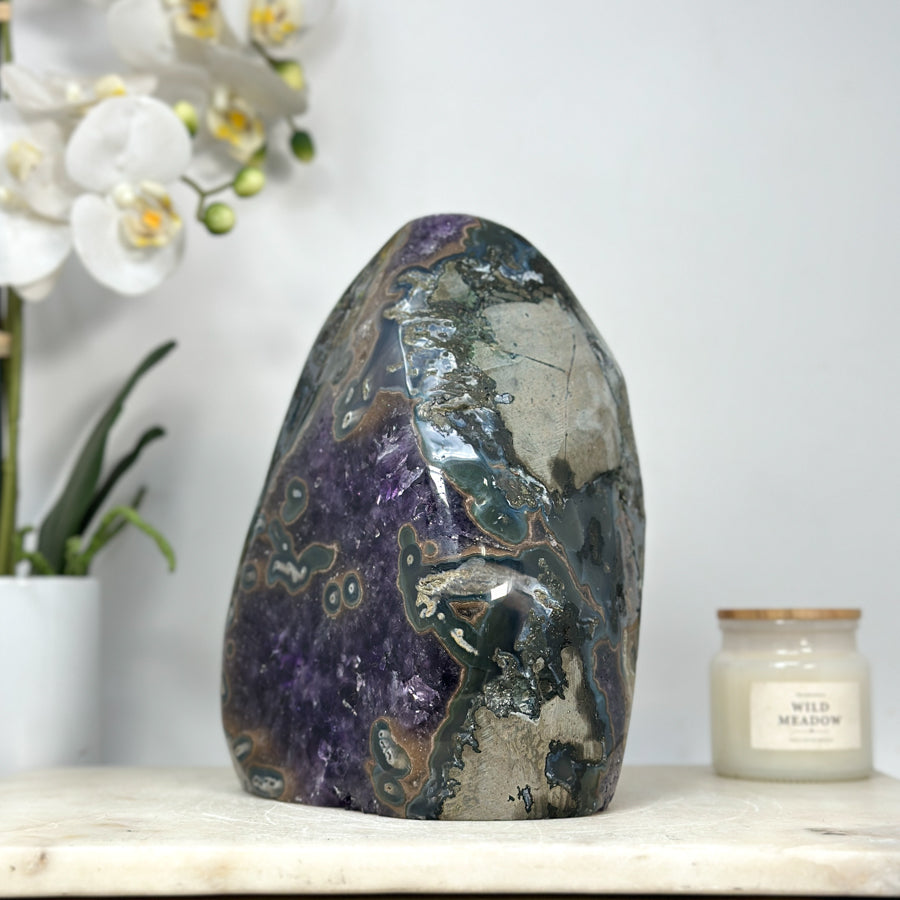 Natural XXL Amethyst &amp; Agate Geode, Huge Deep Purple Crystals - CBP1097