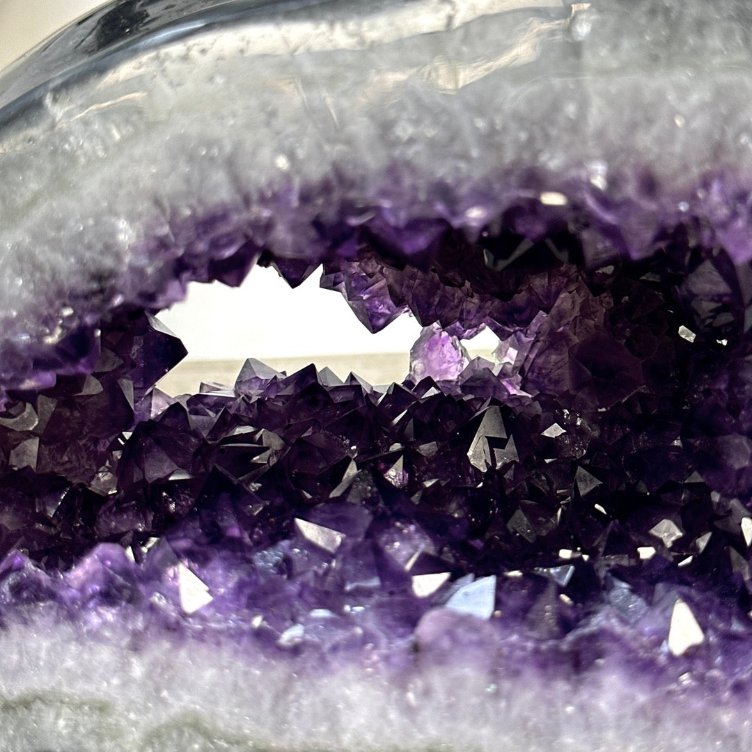Xl Natural Amethyst Geode with Agate Shell - STGE0072