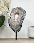 Agate Geode Slice with Amethyst Core – Unique Natural Display Piece - MWS2922