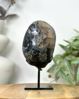 Natural Peach Tone Sugar Quartz Crystal Geode with Calcite Inclusion - MWS3254