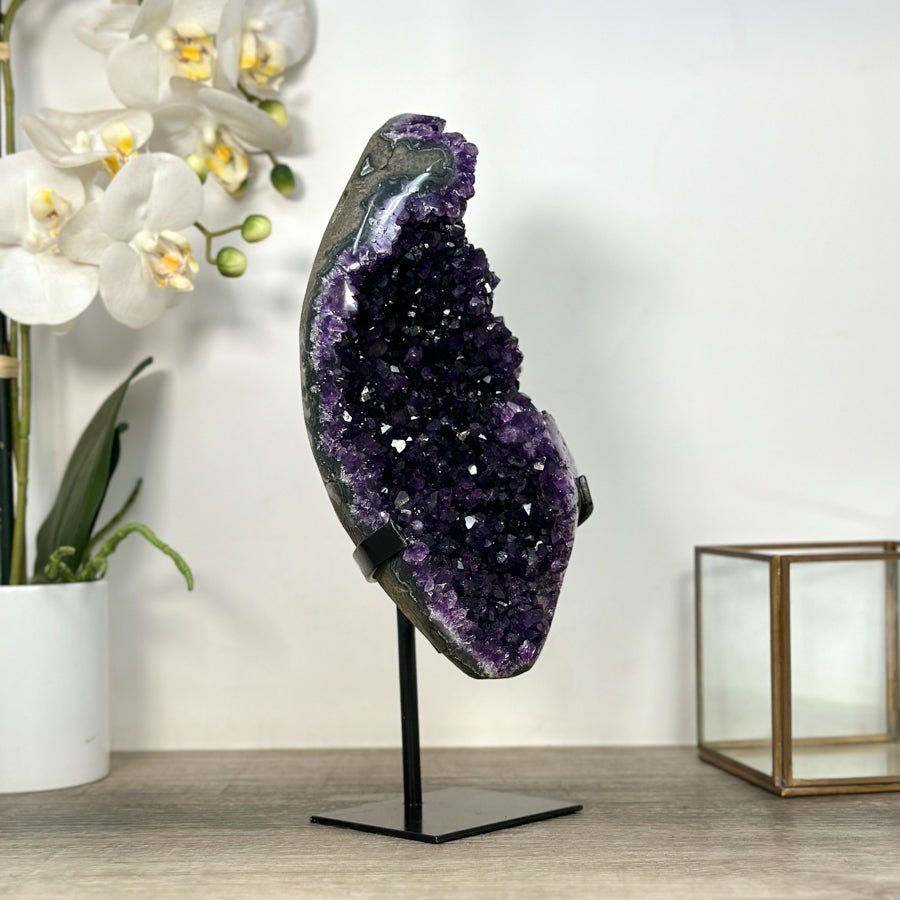 Large Uruguayan Amethyst Crystal on Metal Stand - MWS2595