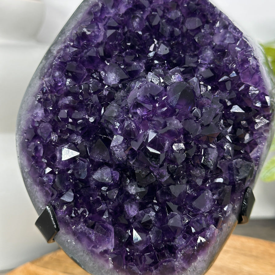 AAA Grade Amethyst Crystal Geode on Metal Stand - MWS3055