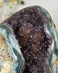 Beautiful Rainbow Amethyst & Green Jasper Geode Cave - MWS1834