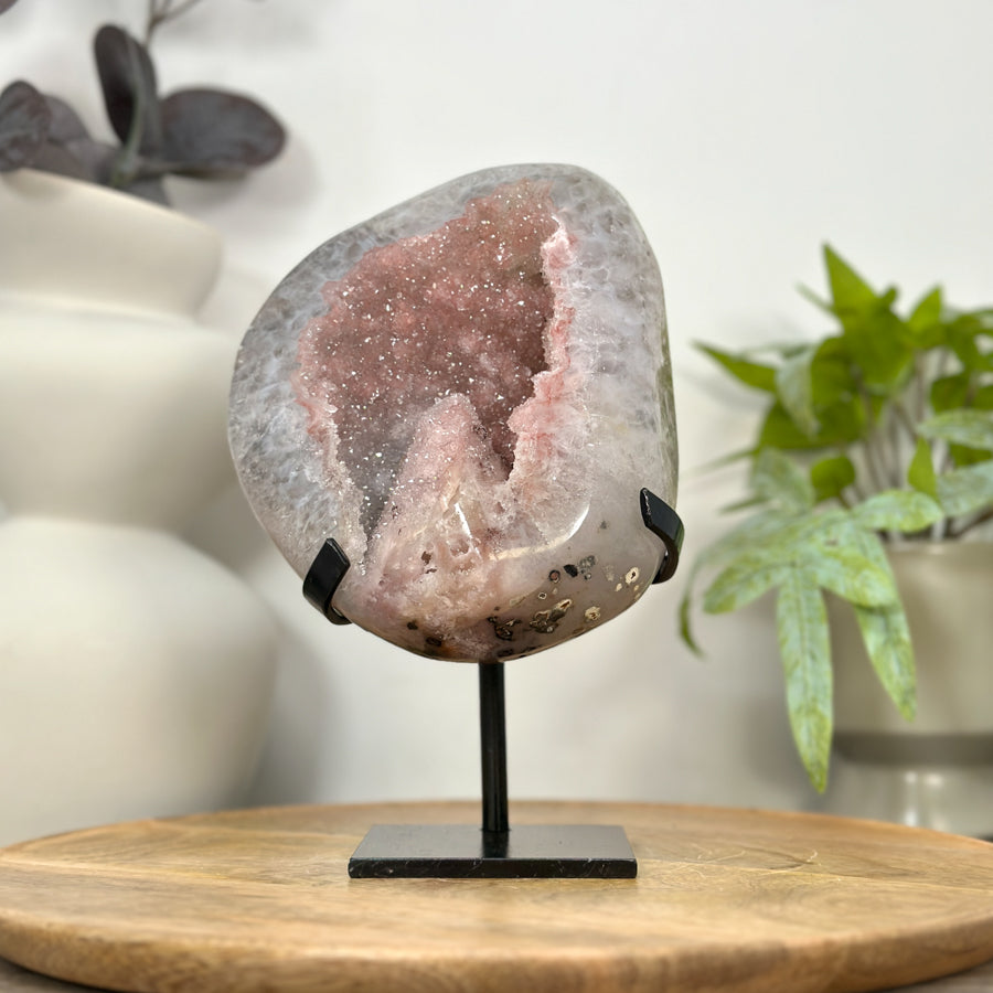 Unique Pink Amethyst Geode with Calcite Formation - MWS3051