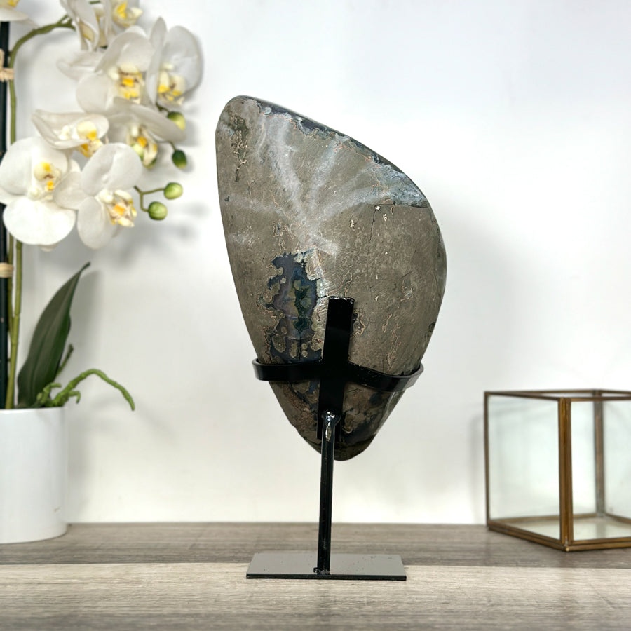 Deep Purple Amethyst Geode on Metal Stand – Stunning Decor Statement Piece - MWS2717