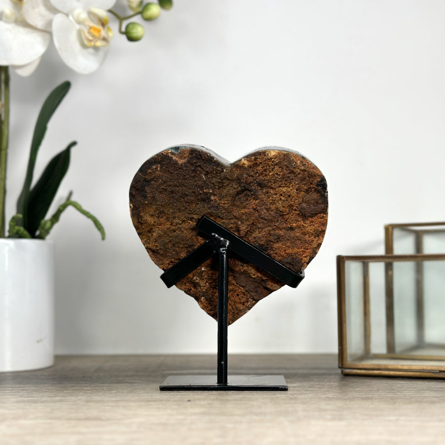 Natural Deep Purle Amethyst Stone Heart Stone - Stand Included - HST0312