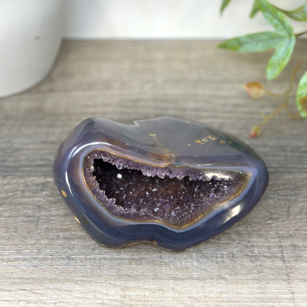 Blue Agate &amp; Amethyst Natural Geode - STGE0074
