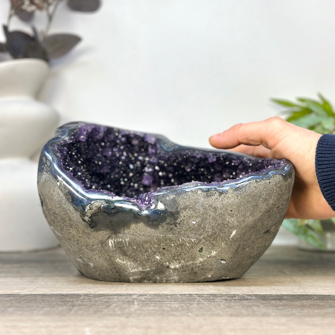 Natural Amethyst Geode with Calcite Crystal Formation - STGE0053