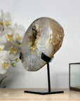Natural Yellow Sugar Druzy Geode, Metallic Stand included - MWS1972