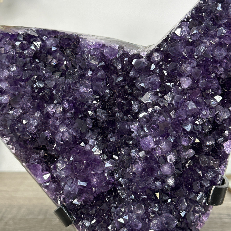 Deep Purple Amethyst Cluster on Metal Stand – Stunning Crystal for Meditation Space Decor - MWS2709