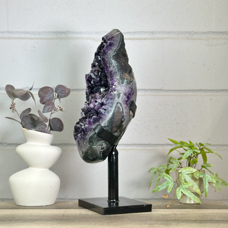 Huge Natural Amethyst Specimen on Metal Stand - MWS3149