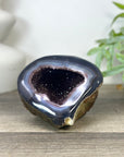 Natural Pink Amethyst Geode with Blue Banded Agate Shell - STGE0040