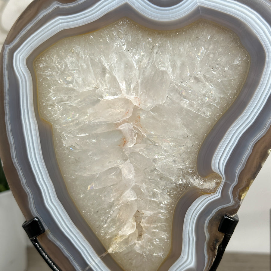 Blue Agate Slice on Stand – Polished Uruguayan Crystal - MWS2017