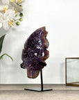 Amethyst & Jasper Stone Leaf Carving with Metal Stand - MWS2808