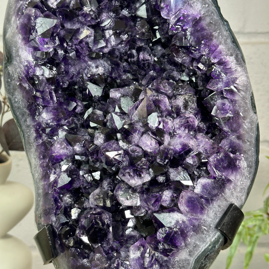 Huge Natural Amethyst Specimen on Metal Stand - MWS3149