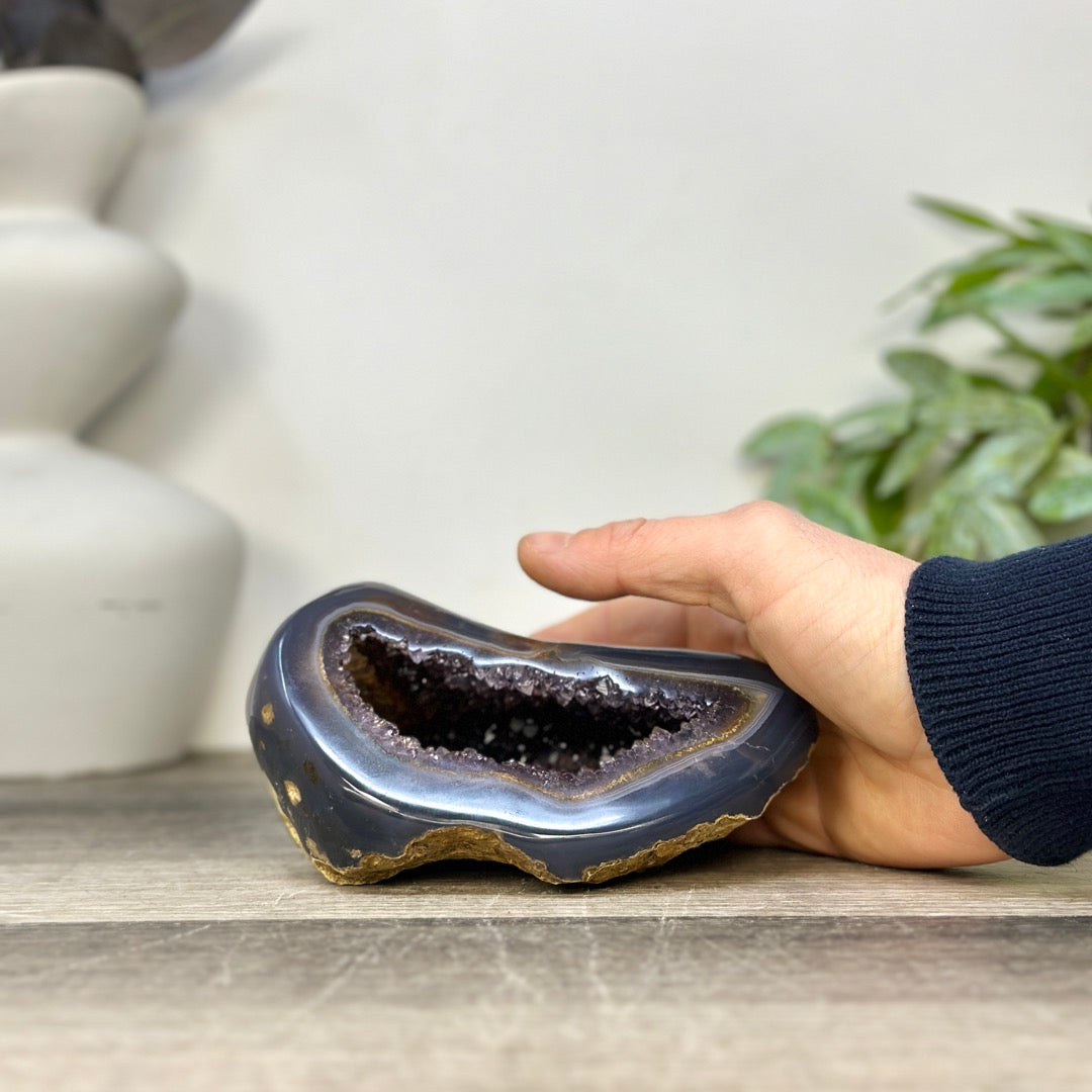 Blue Agate &amp; Amethyst Natural Geode - STGE0074