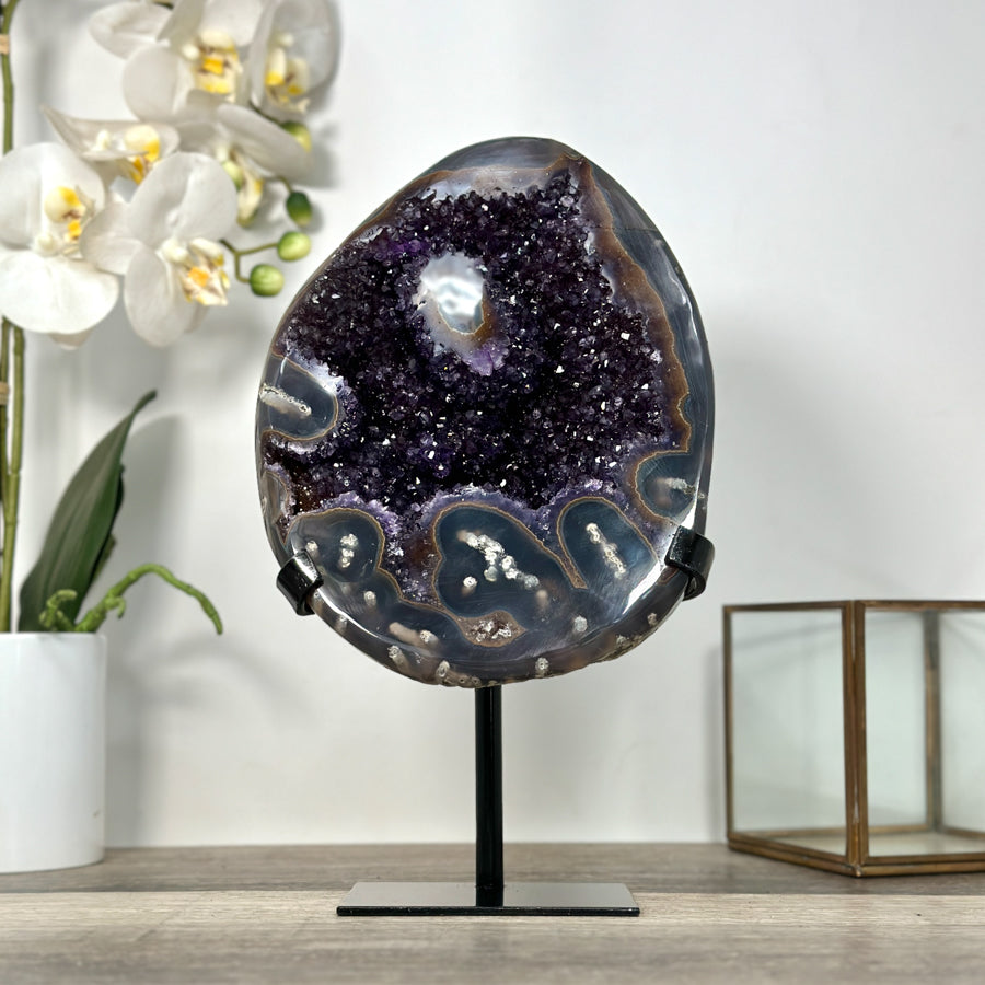 Amethyst Geode with Agate Shell for Home Decor Display