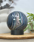 Premium Natural Banded Agate & Quartz Druzy Sphere Geode - SPH0168