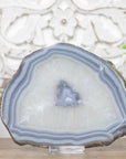 Blue Banded Agate & Quartz Stone Slice - SLC0009