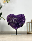 Natural Amethyst Crystal Heart with Calcite Inclusions - HST0319