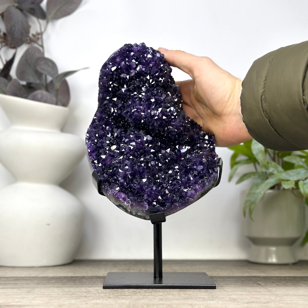 A Grade Natural Amethyst Crystal Specimen on Metal Stand - MWS3390