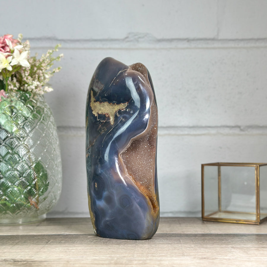 Large Natural Uruguayan Agate Geode Statement Piece - CBP1254