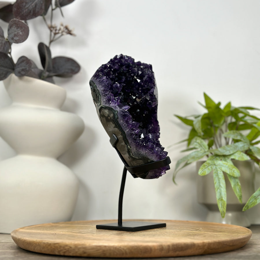 A+ Grade Amethyst Cluster from Uruguay on Metal Stand - MWS3060