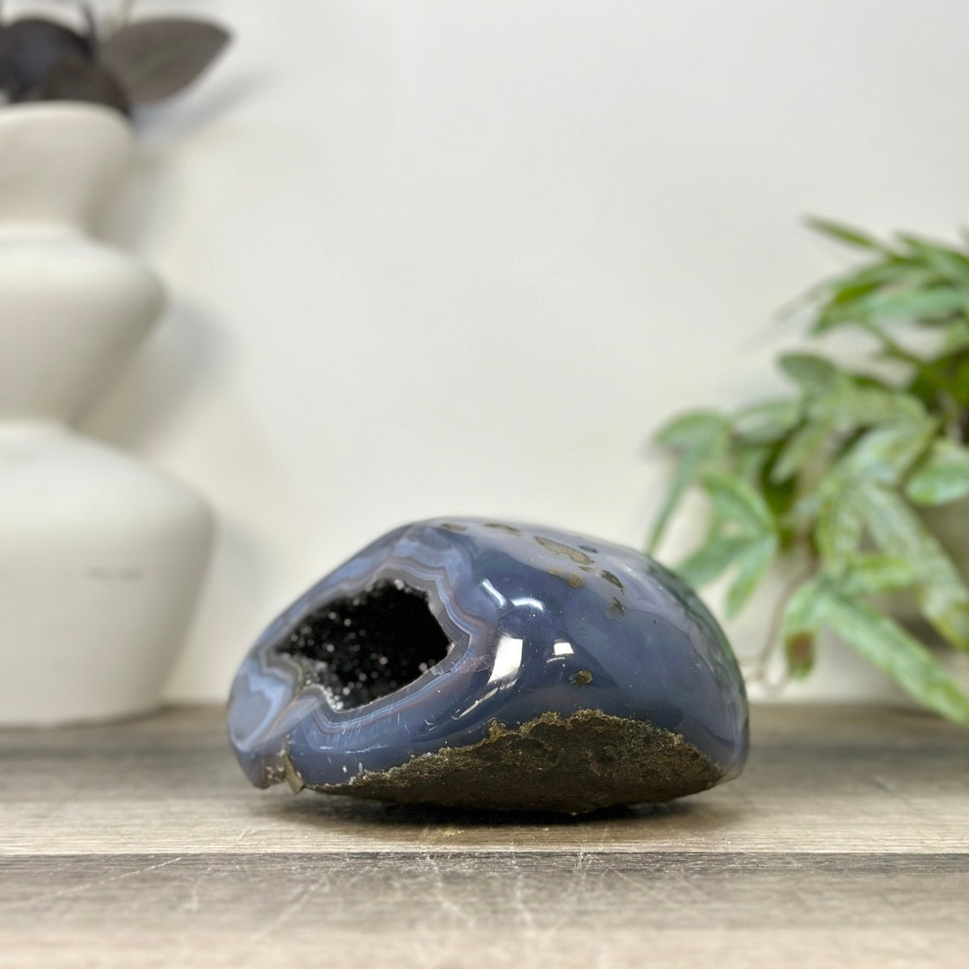 Blue Agate Polished Geode from Uruguay - STGE0079