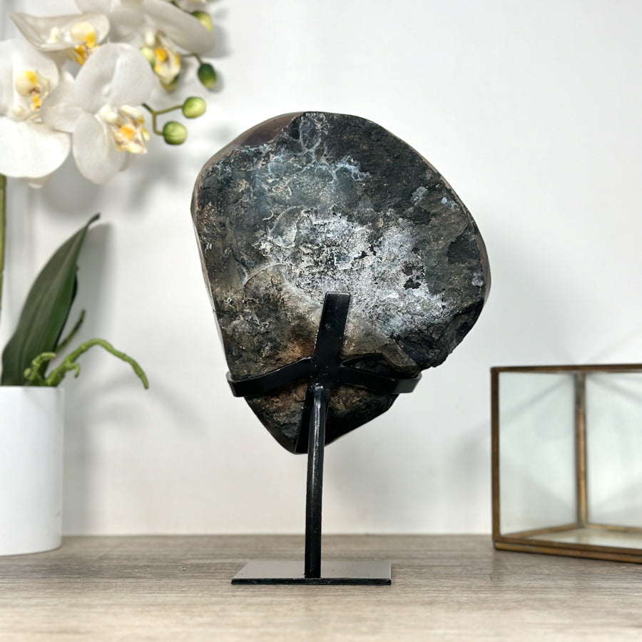 Natural Agate Matrix with Rainbow Quartz Druzy Crystals - MWS2514