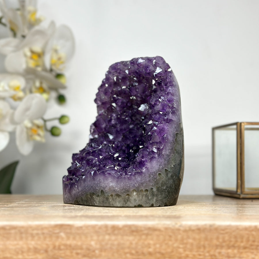 Amethyst Crystal Cluster Geode with Purple Points - CBP1158