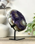 Large Lucky Amethyst & Green Jasper Clover on Metal Stand - MWS3277