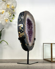 Amethyst Geode Slice Portal with Purple Crystal Center for Home Decor - MWS2657
