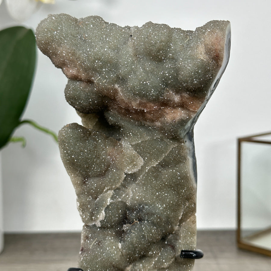 Natural Druzy Crystal with Green Color Tones – Unique Mineral Display Piece" - MWS2898
