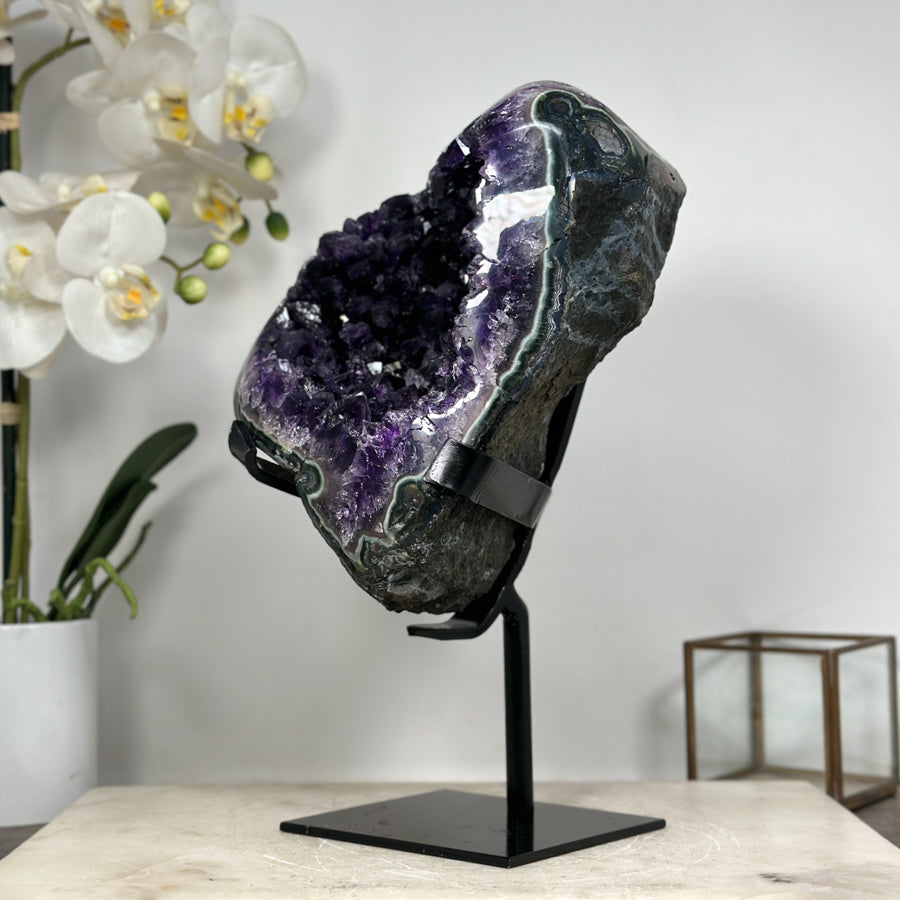 Stunning Large Natural Amethyst Crystal with Green Jasper Shell - MWS1849