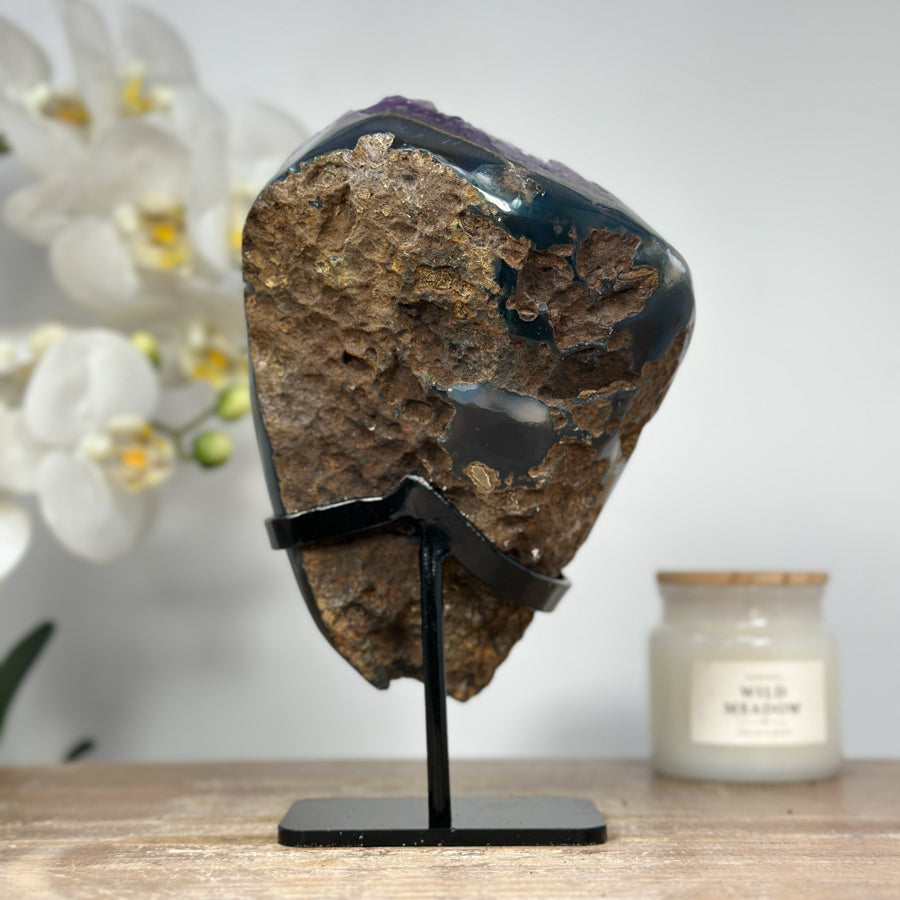Natural Deep Purple Amethyst with Agate Shell - MWS1368