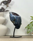 Polished Blue Agate & Amethyst Geode on Stand - MWS3186
