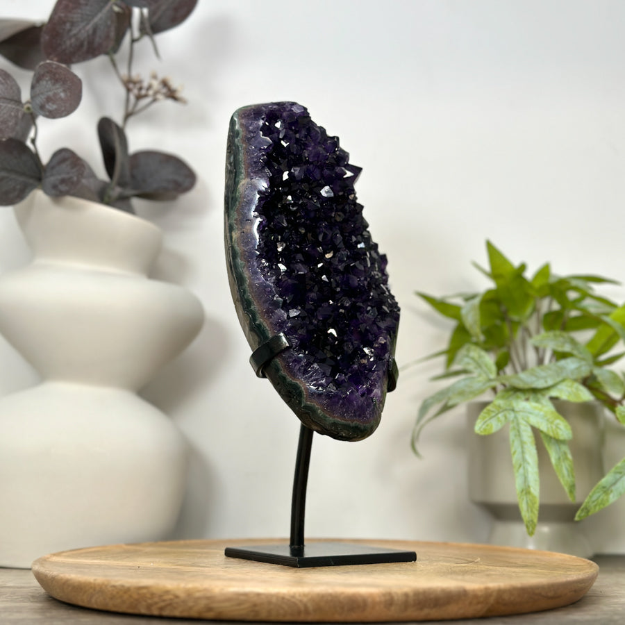 Unique Natural Amethyst Crystal Cluster on Stand - MWS3063