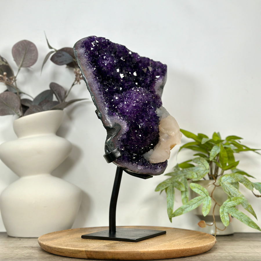Top Grade Natural Amethyst Specimen with Stalactites &amp; Calcite Crystal - MWS3128