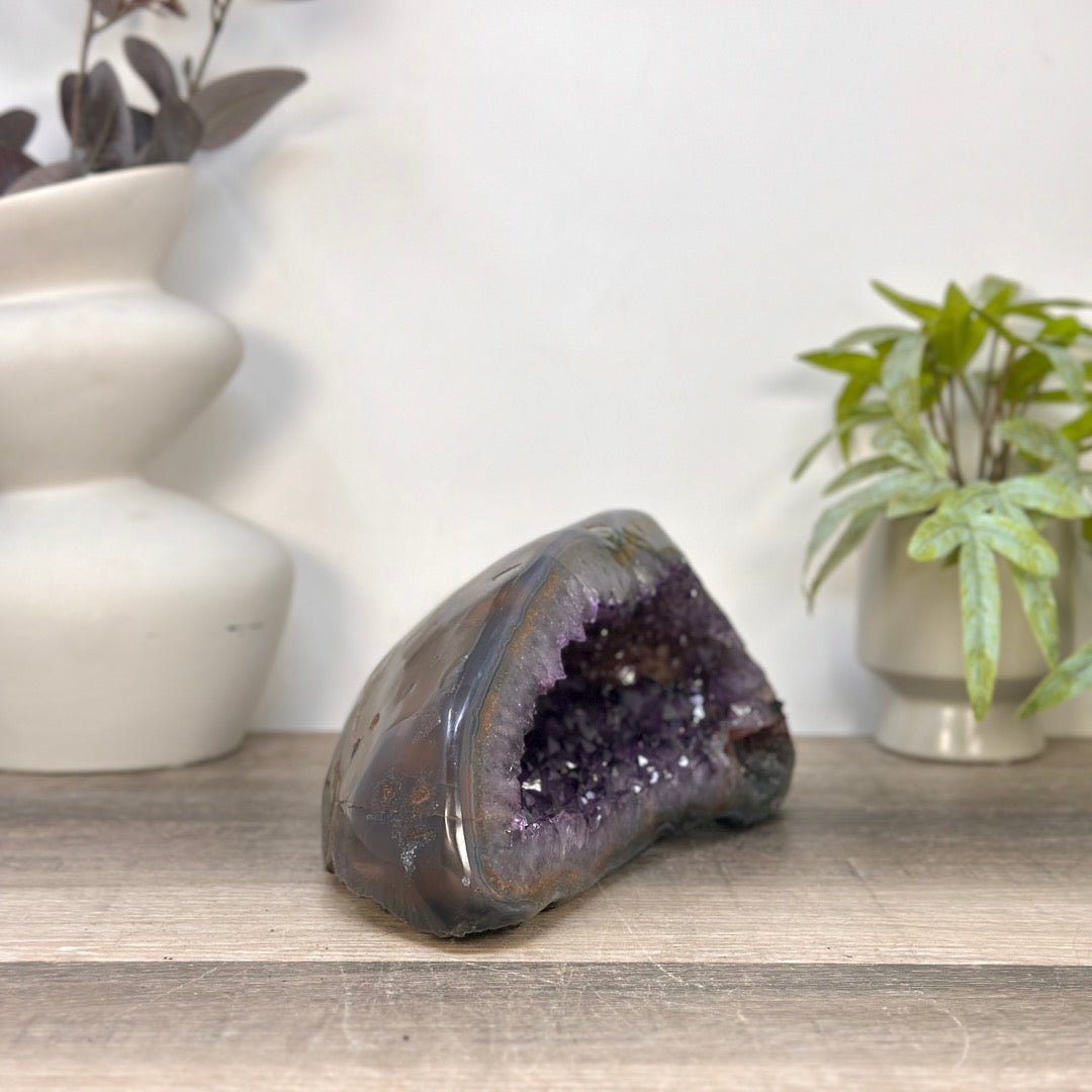 Amethyst Stone Geode with Agate Shell - STGE0100