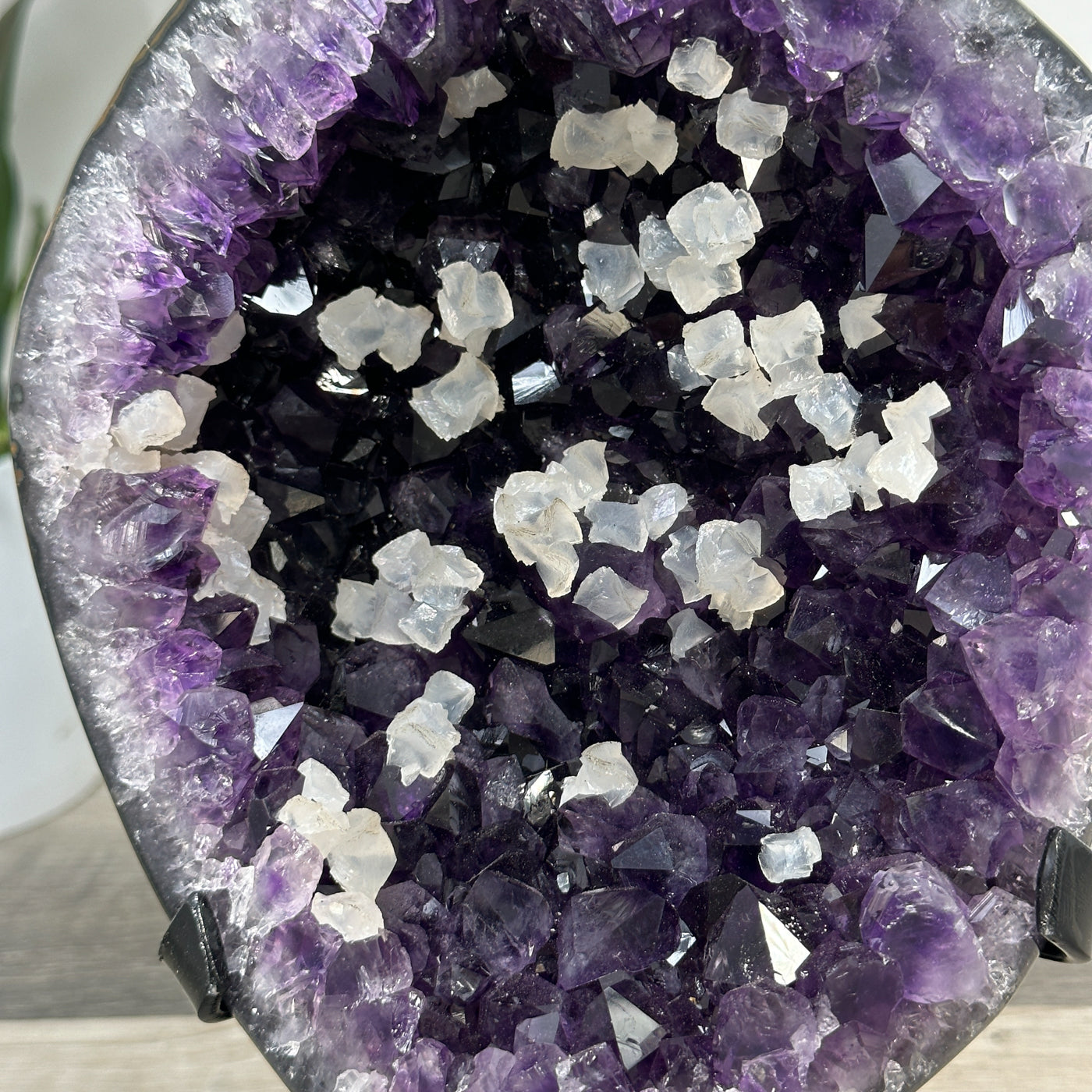 Amethyst Geode with Calcite Crystal Highlights for Home Decor - MWS2682