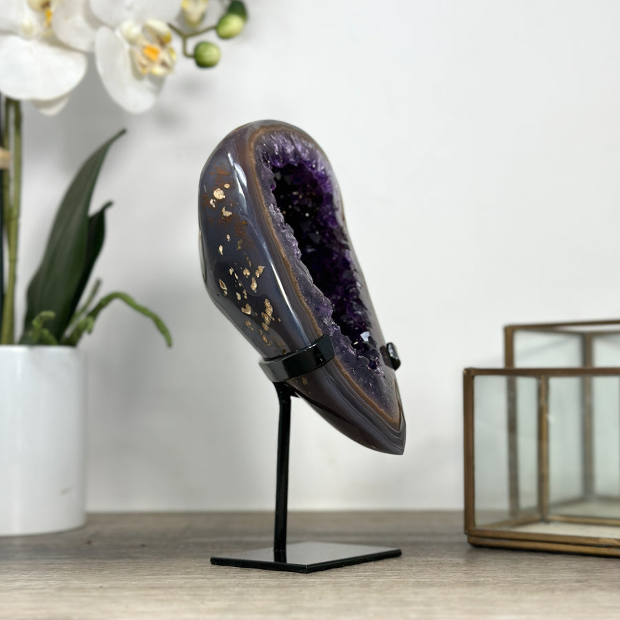 Natural Agate &amp; Amethyst Geode, Stand included - MWS2173