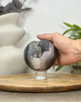 Quartz & Agate Sphere Geode with Calcite Crystal Formation - SPH0149