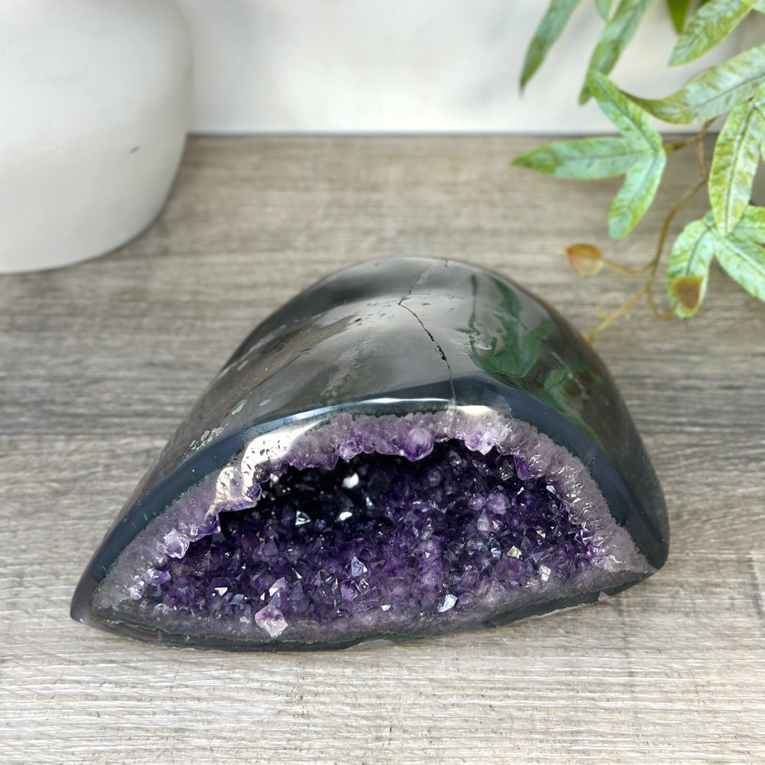 Natural Amethyst &amp; Agate Stone Geode with polished Shell - STGE0082